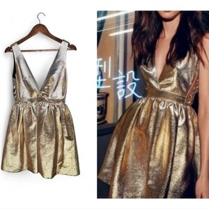 Sandro Metallic Gold Backless Dress